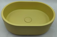 YADY KY0037 Guangdong Lavabo ovale moderne en travertin finition polie, évier à poser, capacité 9L, garantie 2 ans, sans trou pour robinet