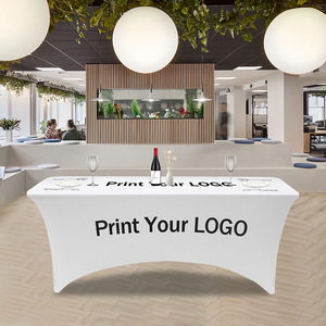 Housse de table élastique Chaisang, logo personnalisé, ajustement extensible, utilisation pour hôtel, restaurant, banquet, polyester noir, une seule pièce - Product Image 3