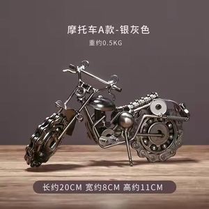 Antique Metal Motorcycle Model <b>Ornaments</b> Vintage Motor Car Airplane Crafts Desktop Decoration Home Office Decor Art - Product Image 5