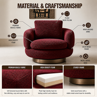 Fauteuil individuel ergonomique et léger en chenille, style minimaliste italien, haut de gamme, pour salon, extérieur et salle à manger