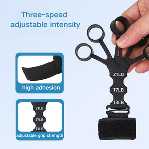 Gray Adjustable Hand Extension Exerciser Silicone Finger <b>Exercise</b> Hand Grip Strength Trainer Resistance <b>Bands</b> - Product Image 5