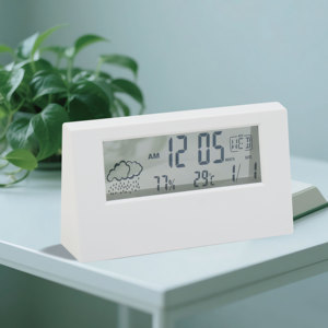 Thẩm Mỹ Pin hoạt động trong suốt LCD nhỏ kỹ thuật số bàn báo động đồng hồ với nhiệt độ độ ẩm cho du lịch nghiên cứu phòng ngủ - Product Image 6