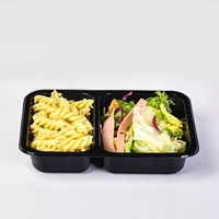 CPET recyclé ovable 2 compartiments scellant emballage alimentaire jetable compagnie aérienne conteneur CPET avec film anti-buée