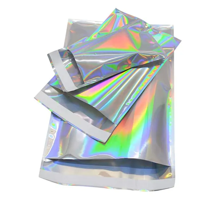 Customizable 8x9 Self Sealing Rainbow Holographic Mailer Postal Shipping Bags Packaging