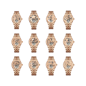 Montres mécaniques de luxe pour hommes, série 12 signes du zodiaque en or rose, squelette 3D, tourbillon volant, étanches, fabrication OEM/ODM - Product Image 2