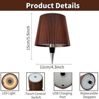 Lampe de table moderne DIY classique de luxe à LED rayée, à piles, avec contrôle tactile, 3 couleurs, gradation, pour restaurant, bar
