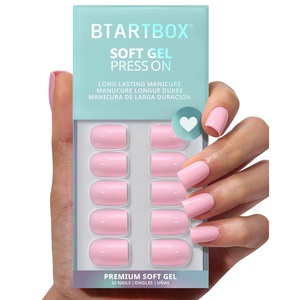 Short Square False Fake <b>Nails</b> <b>Set</b> with Glue Wholesale Soft Gel Premium Solid Color Pastel Pink Artificial Press on <b>Nails</b> Kit - Product Image 1