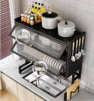 Étagère de rangement double couche multifonctionnelle et durable en acier au carbone pour évier de cuisine, réglable, anti-poussière, moderne, pour comptoir
