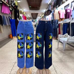 <span class=keywords><strong>Jeans</strong></span> a Vita Alta con Gamba Dritta e Svasata per <span class=keywords><strong>Donna</strong></span>, Nuovi <span class=keywords><strong>Jeans</strong></span> in Denim Resistente con Strass Bicolore per Moda Sehe - Product Image 5