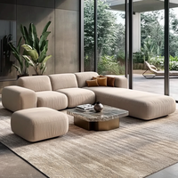 Canapé modulaire en tissu velours de style scandinave moderne en forme de L pour salon d'appartement