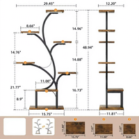 Support à plantes en métal à 7 niveaux avec éclairage de croissance, étagère d'angle en forme d'arbre pour plantes d'intérieur, décoration intérieure