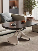 Mesa Elevadora Extensible Multifuncional Moderna, Mesa de Comedor Convertible en Mesa de Café, Forma Ovalada y Cuadrada Ajustable, Muebles para el Hogar
