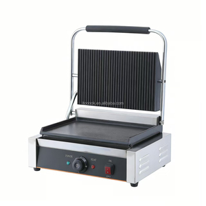 Prensa Eléctrica Individual para Panini de Hierro Fundido, <span class=keywords><strong>Parrilla</strong></span> de Sobremesa para Hamburguesas, Filetes y Tocino - Product Image 1