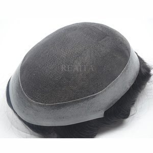 Pizzo Australia con pu intorno al toupee <span class=keywords><strong>di</strong></span> ricambio per <span class=keywords><strong>uomo</strong></span> con sistema <span class=keywords><strong>di</strong></span> capelli umani indiani a media densità - Product Image 3