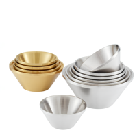 Bol Douli conique à double couche en acier inoxydable 304 de style coréen, design minimaliste japonais, bol à dessert et à salade commercial