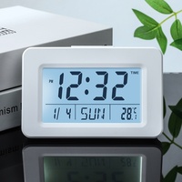 Jam Alarm Kalender Digital Pintar Baru, Jam Elektronik Gaya Pastoral, Jam Meja Plastik, Termometer Kamar Tidur