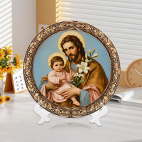 Plaque de relief 3D en résine Art Déco religieuse catholique, sculpture Jésus Vierge Marie, objet de culte chrétien pour la maison, anniversaire
