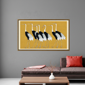 Elegant Japanese Crane Wall Art Panel Print Zen Inspired Art Deco Design Clear <b>Framed</b> Hanging Decor - Product Image 3