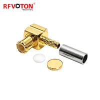 Connecteur RF MCX mâle d'usine, type MCX, broche mâle, angle droit 90 degrés, à sertir pour câble coaxial RG174 RG316 100, terminal