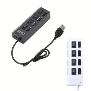 ฮับชาร์จ 4 พอร์ต USB พร้อมปุ่มเปิด-ปิดแยกอิสระ ฮับ USB 2.0 สำหรับชาร์จ ขยายพอร์ตสำหรับเดสก์ท็อป แล็ปท็อป และพีซี - Product Image 5