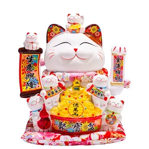 تمثال ياباني 12 14 بوصة مانيكي نيكو القطة الحظ السيراميك القطة الحظ بالجملة فستان مهرجان الربيع
