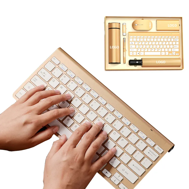 Özel ofis hediye seti kurumsal için kablosuz klavye Mlouse promosyon iş hediye seti