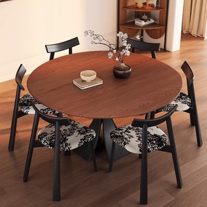 Convertible Round Solid Wood <b>Walnut</b> Dining <b>Table</b> 1.2m Extendable 1.35m For Dining Room - Product Image 4
