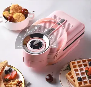 레트로 휴대용 와플 메이커 샌드위치 토스터 기계 미니 3 in 1 아침 식사 메이커