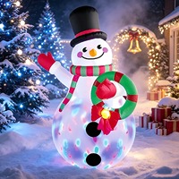 Décorations de jardin d'extérieur, bonhomme de neige gonflable de Noël avec couronne, lumières de scène rotatives LED, décoration gonflable