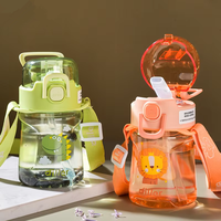 Bouteille d'eau en plastique transparent pour enfants, personnalisable avec logo, sans BPA, écologique, avec paille, résistante à l'eau bouillante, idéale pour la rentrée scolaire