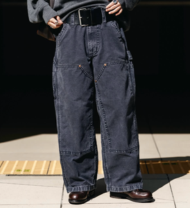 <span class=keywords><strong>Pantalon</strong></span> de menuisier double genou pour hommes Street Wear Oversized Heavyweight Duck Canvas Vintage Indigo Blue - Product Image 2
