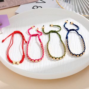 Simple <b>Adjustable</b> Metal Beaded <b>Bracelet</b> Heart Shape Zinc Alloy Unisex Fashion Jewelry Gift Style 1 Style 2 Style 3 - Product Image 2