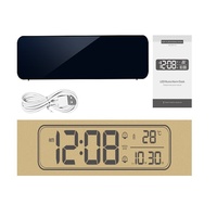 Réveil numérique électronique moderne à LED rechargeable par USB avec thermomètre, grand écran et calendrier perpétuel pour bureau et hôtel