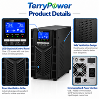 UPS Online Frekuensi Tinggi Fasa Tunggal 1KVA-10KVA 110V/120V Konversi Ganda DSP untuk Ruang Server Pusat Data Baterai Asam Timbal