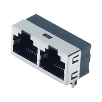 Connecteur Ethernet RJ45 1x2 blindé, contact en cuivre 8P8C, boîtier ABS, conforme RoHS pour commutateur LAN, routeur, hub