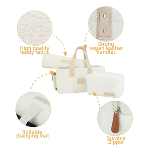 Nouvel ensemble de couches en <span class=keywords><strong>velours</strong></span> Teddy de haute qualité, cadeau nouveau-né, <span class=keywords><strong>sac</strong></span> fourre-tout pour maman - Product Image 4