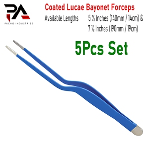 Pinces à baïonnette Lucae non conductrices de qualité allemande, à pointes dentelées, 5 1/8 et 7 1/2 pouces, électrochirurgicales, bipolaires, pour ORL - Product Image 1