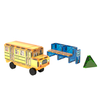Juego de Construcción de Autobús Escolar con 27 Piezas Magnéticas, Impresión UV, Juguete Educativo STEM para Niños, Venta al Por Mayor, OEM, Personalizado