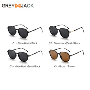 Lunettes de soleil polygonales unisexes, monture en métal noir TR, verres TAC, protection UV400, pour la pêche, le cyclisme, la conduite, la mode - Product Image 4