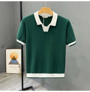 เสื้อกอล์ฟลำลองผู้ชายคุณภาพสูง แขนสั้น ระบายอากาศได้ดี ป้องกันรอยยับ ผ้าฝ้าย 100% ติดกระดุม  โลโก้ถักด้านหน้า - Product Image 1
