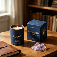 Bougie de Manifestation et d'Intention C&H en Cire de Soja, Pot Mat Personnalisable avec Logo, Bougie d'Affirmation Positive pour le Bien-être Spirituel, Cadeau en Gros