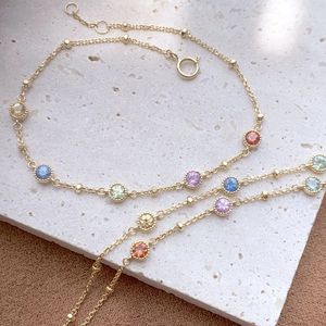 Xinfly Natural Sapphire Colorful Gems Rainbow 18K Gold Jewelry Station <b>Cute</b> Multicolor <b>Bracelet</b> for Beautiful Girls - Product Image 2