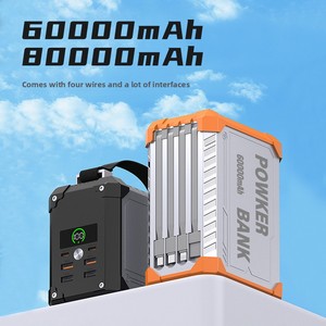 Batterie externe haute capacité 80000mAh 60000mAh, charge rapide 22.5W, chargeur <span class=keywords><strong>portable</strong></span>, 4 câbles intégrés, lumière LED, camping en plein air, 4 USB - Product Image 5