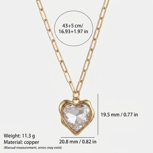 Collana alla Moda con Zirconi a Forma di Cuore, Stile Lusso Leggero, Versatile, con Catena in Rame Stile Bambù, Gioiello Sportivo Fai-da-Te - Product Image 6