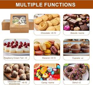 Cajas para Cupcakes con Ventana, Cajas para Galletas, Contenedores Marrones para Pastelería, Postres, Cajas para Dulces con Pegatinas y Cuerda <span class=keywords><strong>de</strong></span> Yute - Product Image 4