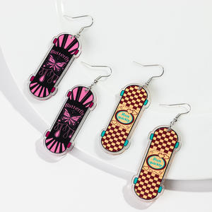 热卖可爱卡通彩色滑板冲浪板耳环多色魅力男女亚克力耳环 - Product Image 4