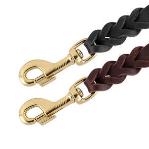 رموش كلب مضفرة قوية من جلد البقر الأصلي بدون سحب بإبزيم نحاسي - Product Image 2