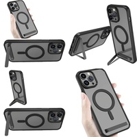 Casing Transparan Anti-Kuning Magnetik dengan Holder untuk iPhone 15 14 13 12 Plus 11 16 Pro Max 17 Air, Dropshipping Casing Ponsel