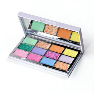 Plastic 12 Colorful Matte Duochrome <strong>Highly</strong> Pigmented Soft Creamy Easy to Wear Glitter Shimmer <strong>Rainbow</strong> Bright Powder Eye <strong>Shadow</strong> - Product Image 2