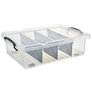 Plastic storage box with divider under bed container with wheels wardrobe underwear storage 6L